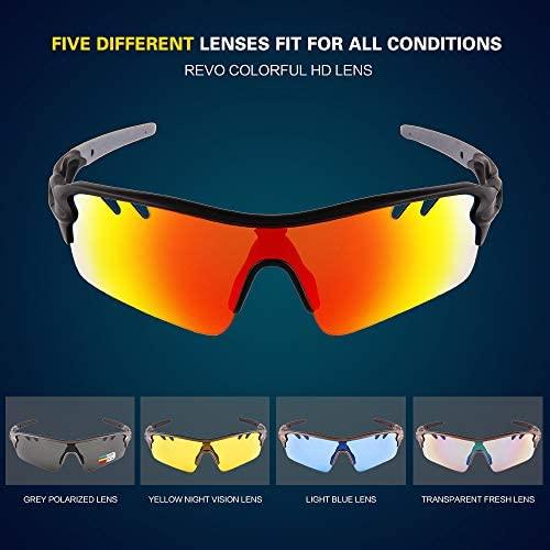 essence’ Polarised Sports Sunglasses 5 lenses Mens & Womens Cycling Glasses 