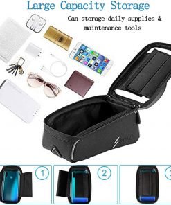 Bike Phone Front Frame Bag - Waterproof Top Tube Cycling Bags Bicycle Phone Bag with Touch Screen