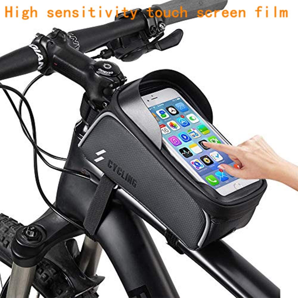 TURATA Mountain Bike Frame Front Bag Bicycle Phone Holder Cycling Waterproof Bag 