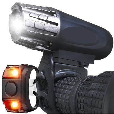 Bike Lights Front and Back, Bicycle Accessories for Night Riding, Cycling Reflectors Powerful Headlight and Taillight Rear LED Safety Light Set